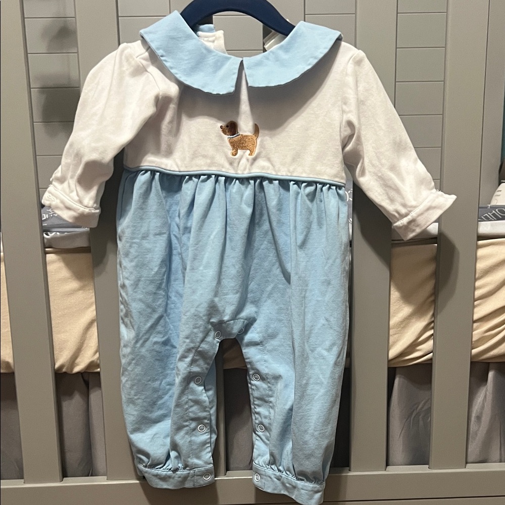 Stitchy Fish Adorable Blue and White Baby Romper